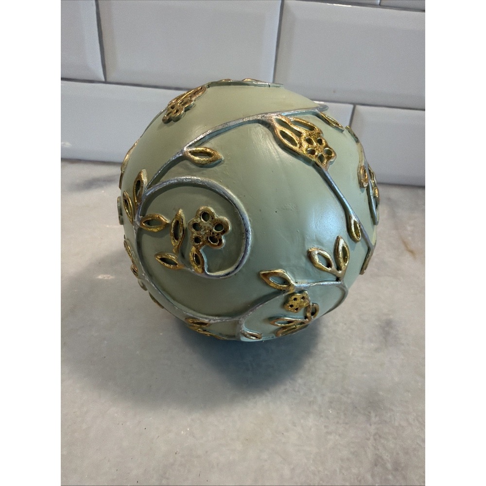 Vintage Resin Sage Green/gold Decorative Orb/ball